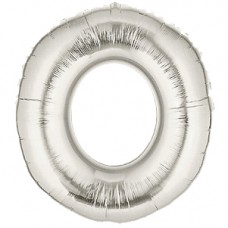 O bogstav sølv folie ballon 40"/90cm (uden helium)